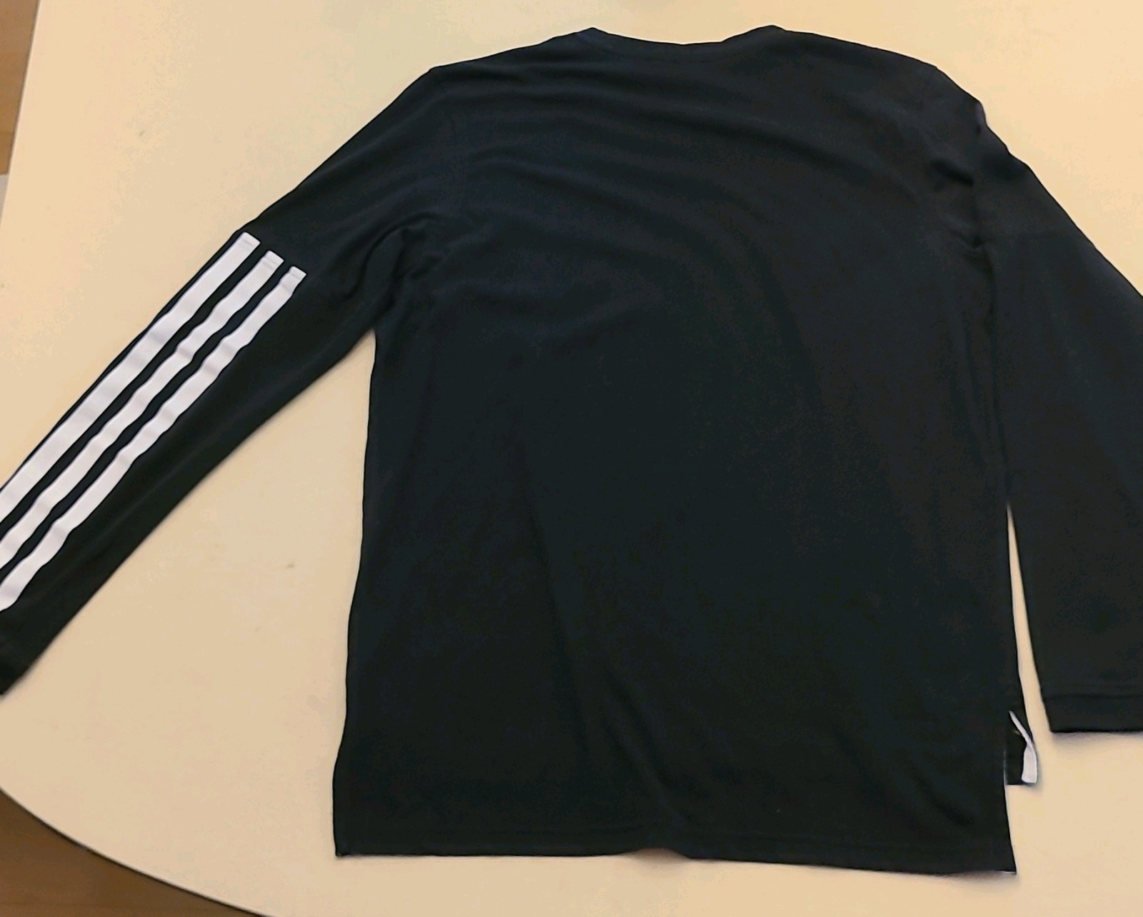 adidas Men's Black White 3-Stripes Logo Activewear Long Sleeve Crew Neck L gallery