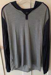Icebreaker Hoodie Men’s Sz. L Blue/Grey Cool-Lite Merino Wool Long Sleeve