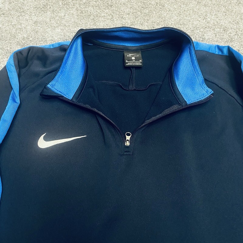 Nike Quarter Zip Mens Medium Blue Dri-Fit Golf Training Long Sleeve Pullover Dry gallery