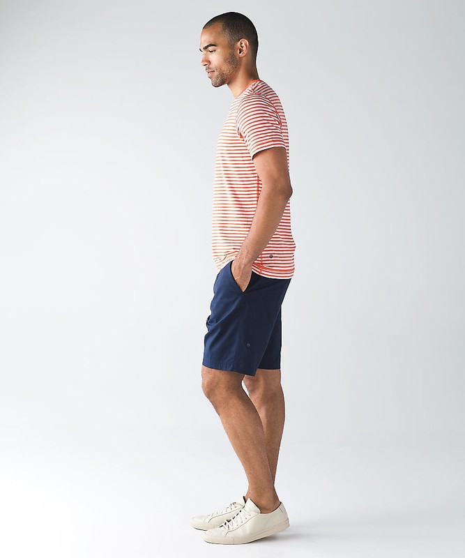 Lululemon Men's Size S 5 YEAR BASIC V Neck Tee Shirt Step Stripe Angel Wing NEW gallery