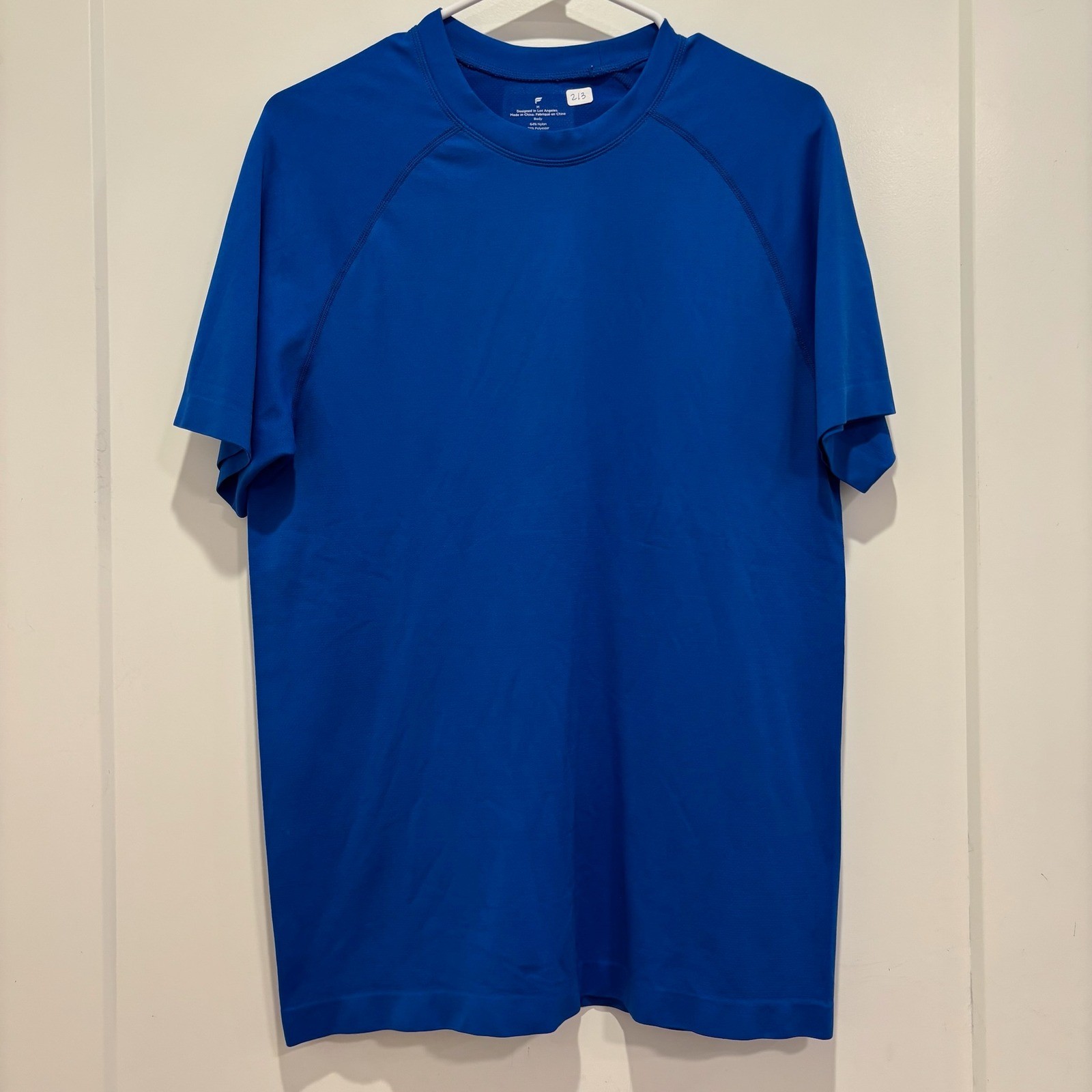 Fabletics Mens Royal Blue Raglan Short Sleeve Training Workout Shirt Size M gallery