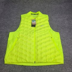 Nike Vest Men XL Volt Yellow Neon Zip Running Therma Fit ADV AeroLoft Repel Down