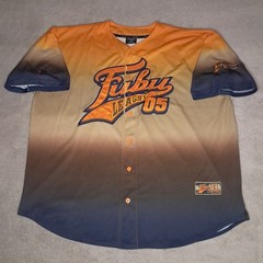 Vintage FUBU League 05 Baseball Button Jersey The Collection Mens 3XL Orange