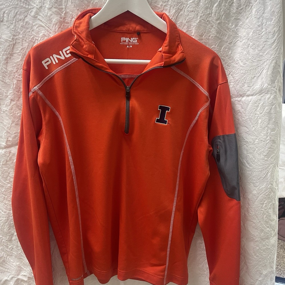 PING Golf Men's Medium Illinois Fighting Illini Quarter Zip Pullover Orange M