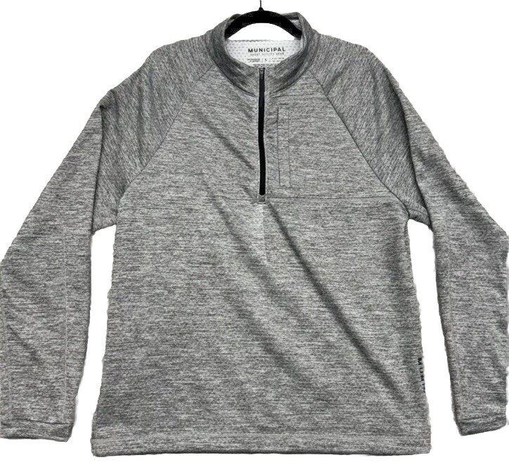 MUNICIPAL 1/4 ZIP LIGHTWEIGHT ATHLETIC ATHLEISURE TECHWEAR MENS CHEST POCKET GRE gallery