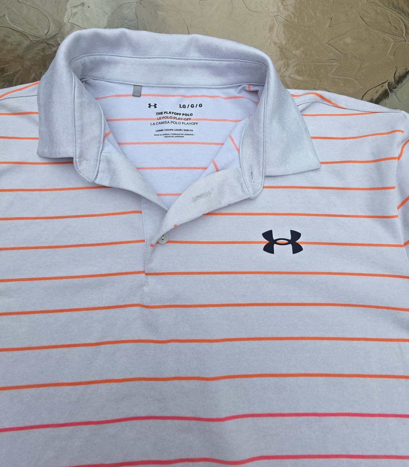 Under Armour The Playoff Polo Mens Large Performance Golf Polo White Neon Orange gallery