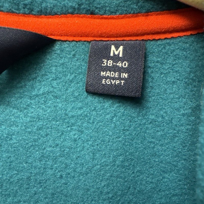 Lands' End Fleece Pullover Top Shirt Soft Stretch Teal Navy Orange Men's Size M gallery