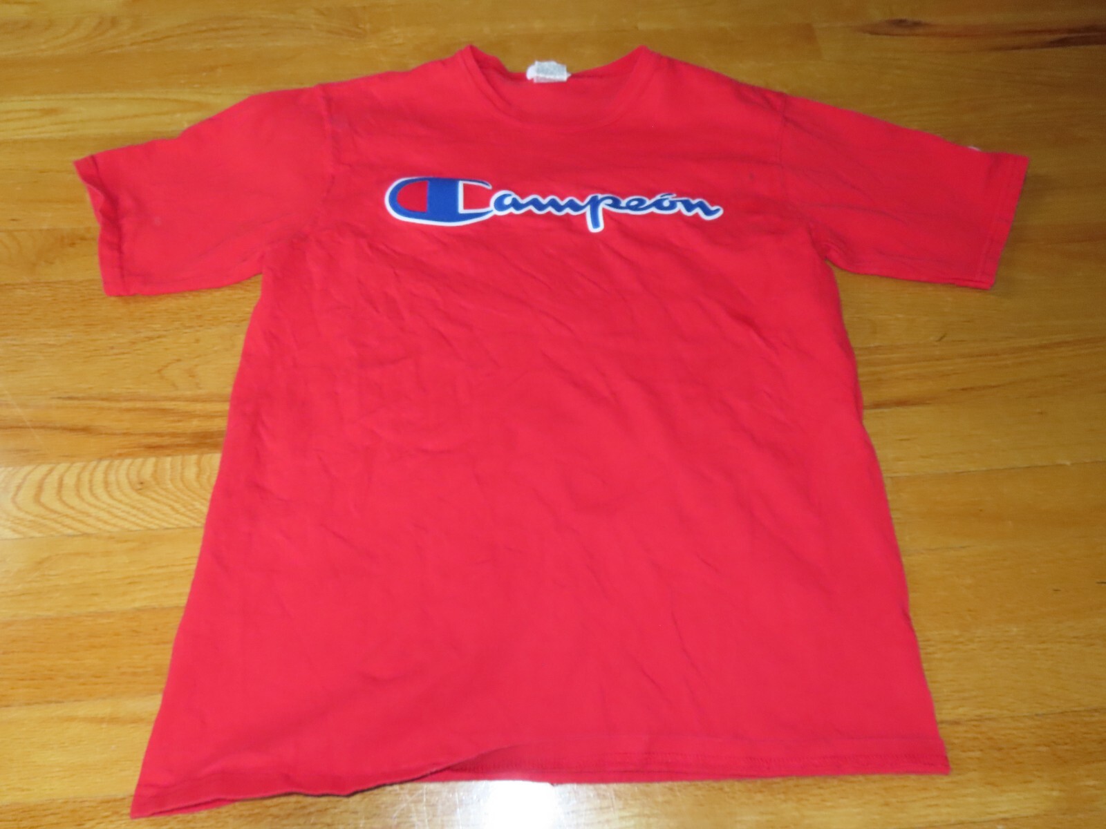 Vintage Champion Label Hispanic "Campeon" Logo Raised Applique (MED) T-Shirt RED gallery