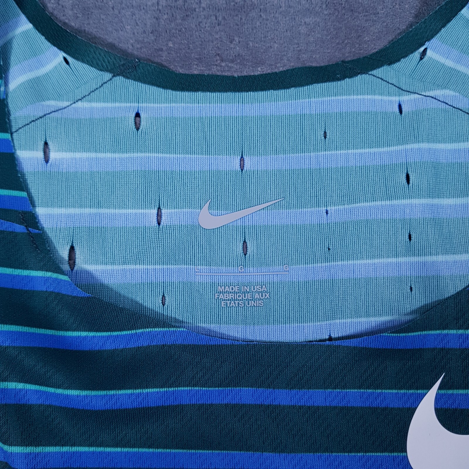 NIKE 2022 Pro Elite Team Distance Singlet Mens LARGE Made In USA Blue Green gallery