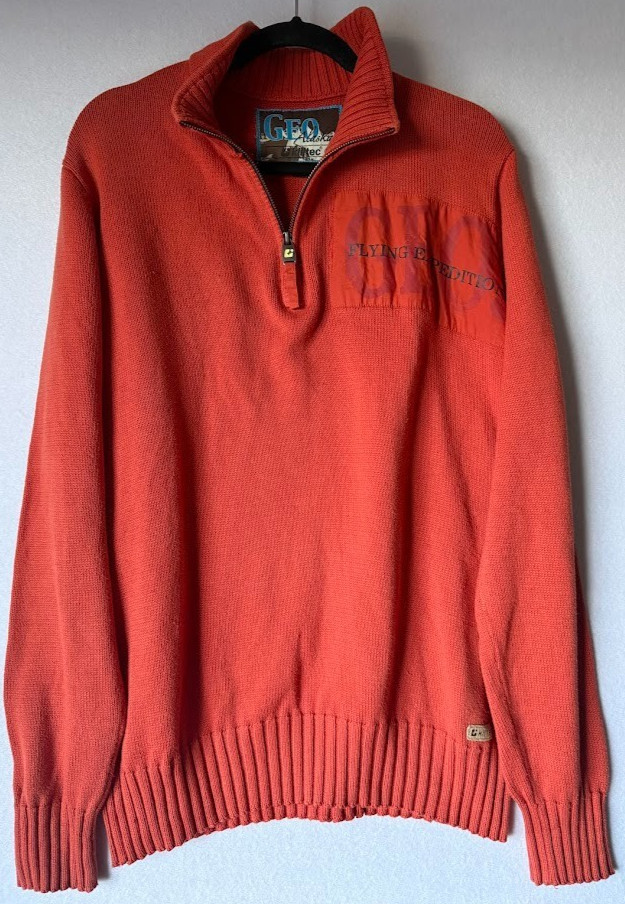 Killtec Geo Alaska Men Medium Orange Half Zip 100% Cotton Pullover Mock Neck gallery