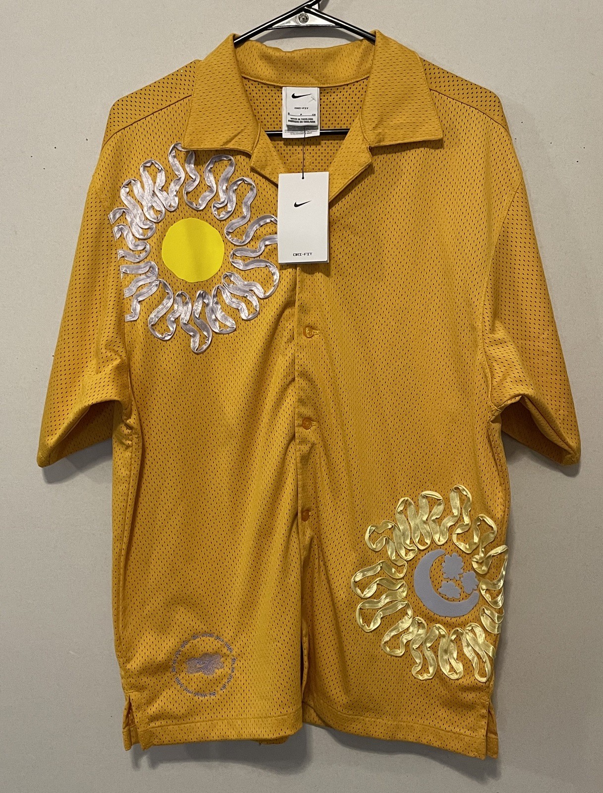 NWT Nike Uphoria Project Button Up Mesh Short Sleeve Shirt DV9676-743 Yellow S gallery