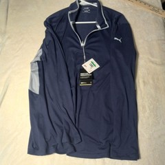 Puma Dry Cell Quarter Zip Pullover Golf Sweatshirt Royal Blue Heather Mens Large