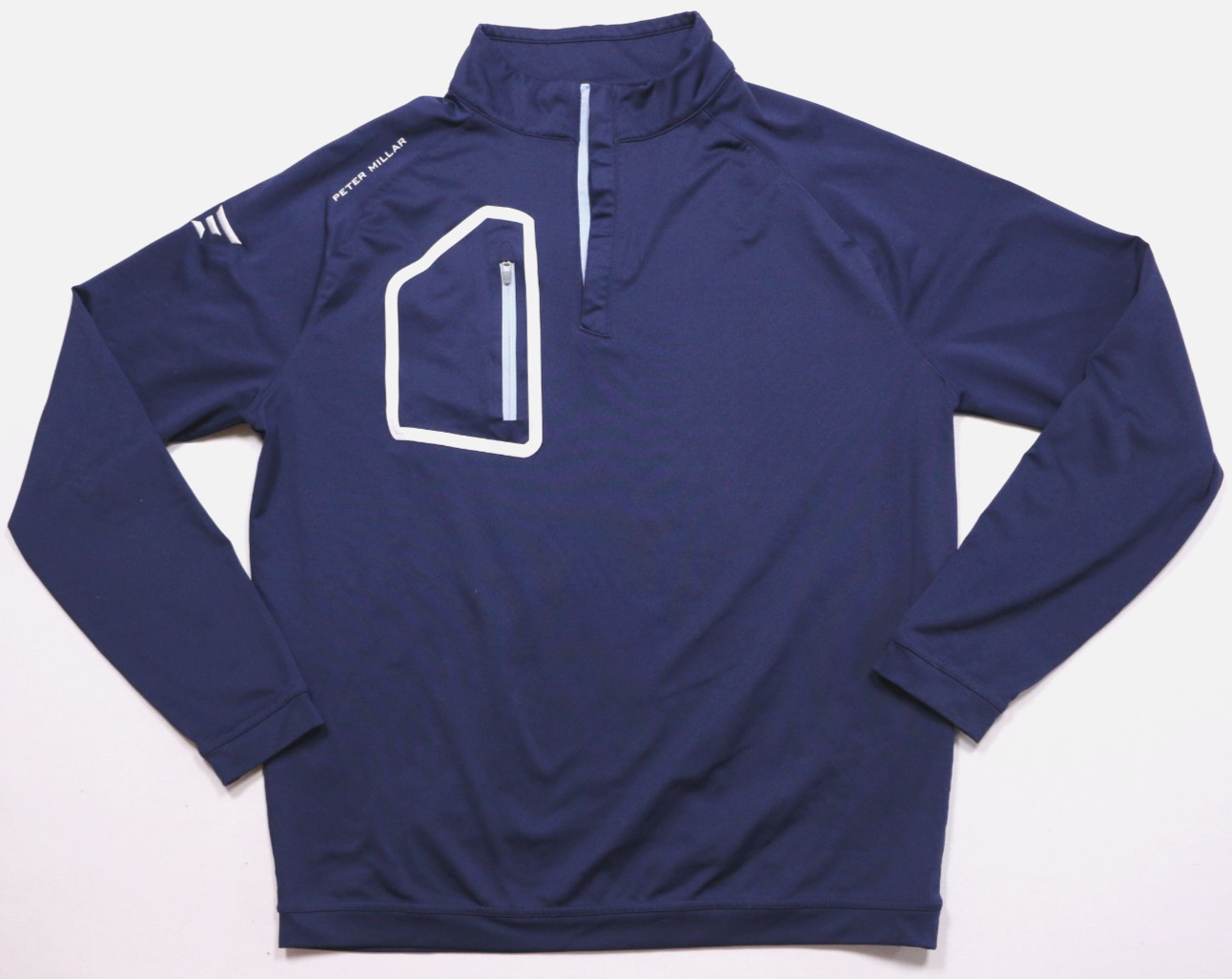 Peter Millar Quarter Zip Neck Pullover Men's M Navy Blue Recycled Poly Golf L/S gallery