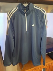 Adidas Mens Golf French Terry 1/4 Zip Pullover Crew Navy Size L UPF 50 NWT