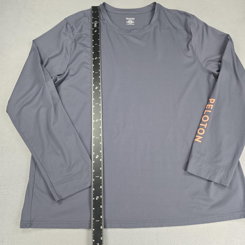 Peloton Shirt Mens 2XL Gray Long Sleeve Performance Athletic Logo Tee Cycling gallery