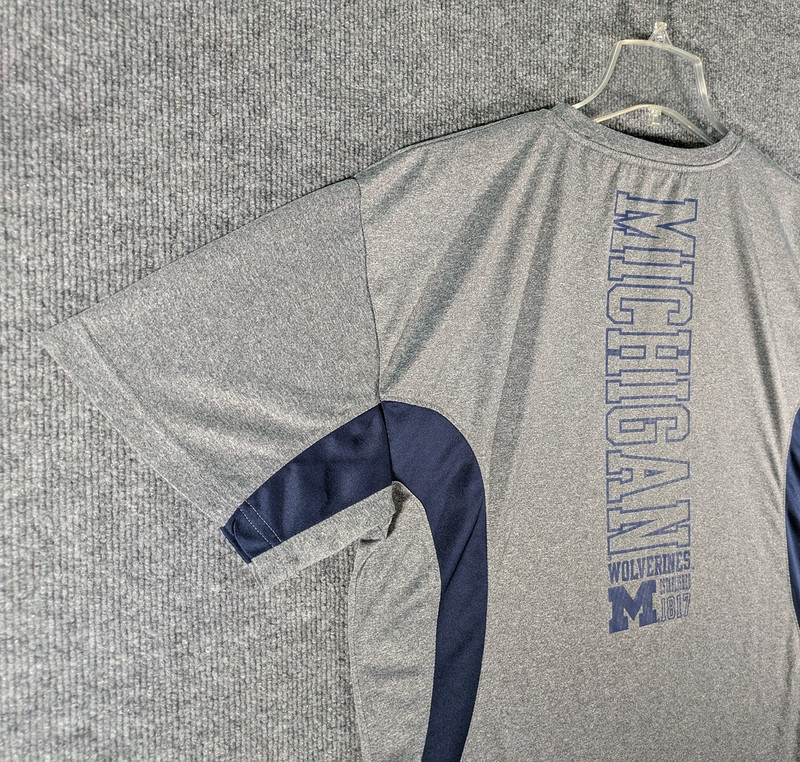 University of Michigan UofM Wolverines Gray Performance Athletic T-Shirt Mens XL gallery