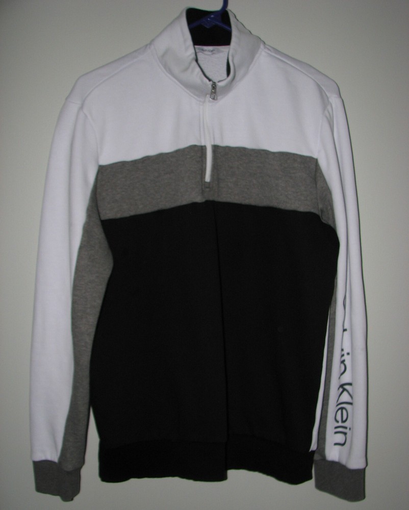 Calvin Klein 1/4 Zip Pullover Sweatshirt Men’s Size M Black White Gray excellent