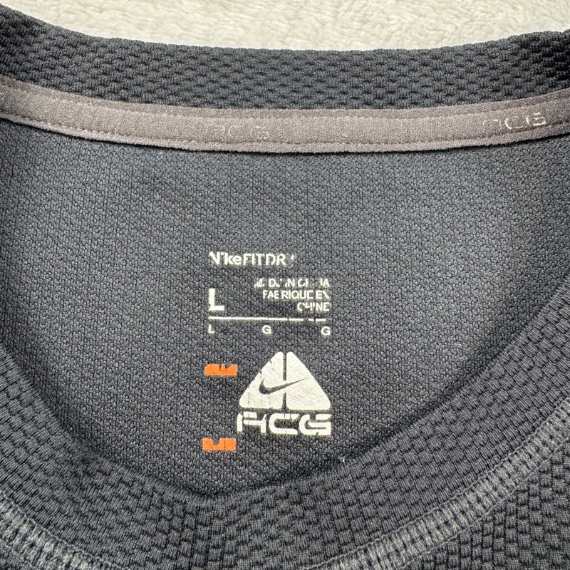 VTG Nike ACG T-shirt Men's size L black grey Fit-Dry long sleeve waffle knit gallery