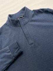 Travis Mathew Pullover Shirt Mens Large Blue 1/4 Zip Mock Neck Golf Logo Lined