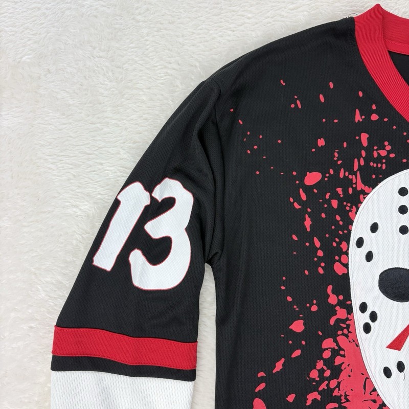 Friday The 13th Jason Voorhees Horror Movie Hockey Jersey Mens XS Red Black gallery