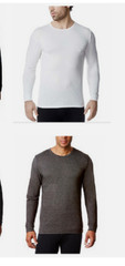 32 Degrees Heat Men 2PK Performance Long Sleeve Crew Neck(WHITE/GRAY S)NWOT