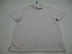 CHAMPION Men’s Size XL Athletic GOLF Lightweight White Striped Polo Shirt