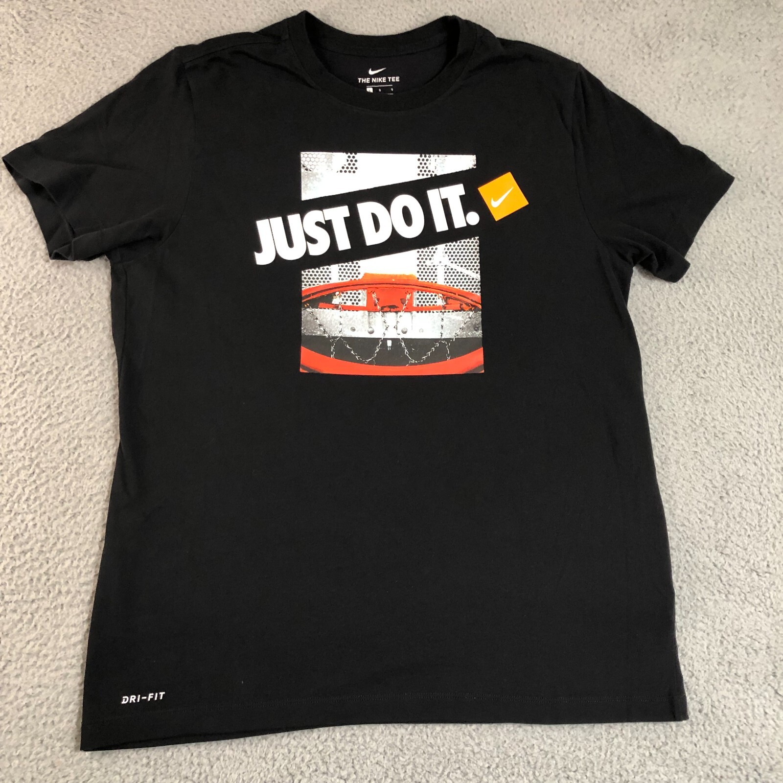 Nike Shirt Men Large Black Dri Fit Athletic Basketball Graphic Logo Just Do it gallery