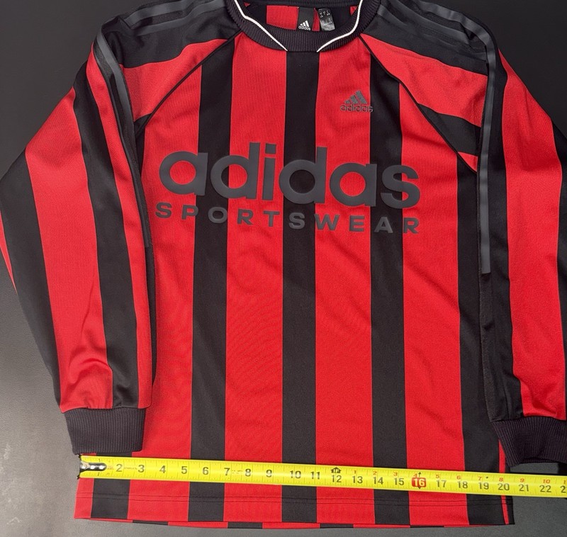 adidas Sportswear Striped Red Black Men's Long Sleeve Soccer Jersey Size S gallery