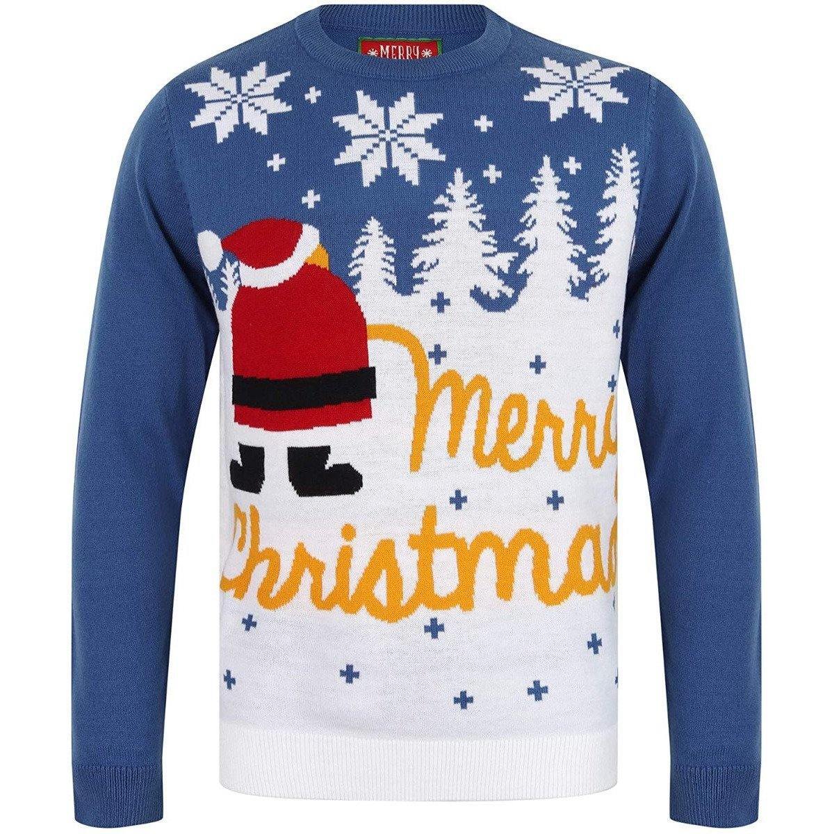 Christmas Xmas Snow Mens Jumper Blue Stylish Long Sleeve Regular Fit Crew Neck gallery