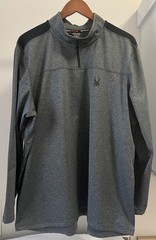 Spyder Active Men’s XL Gray/Black Quarter-Zip Pullover Stretch Long-Sleeve Top