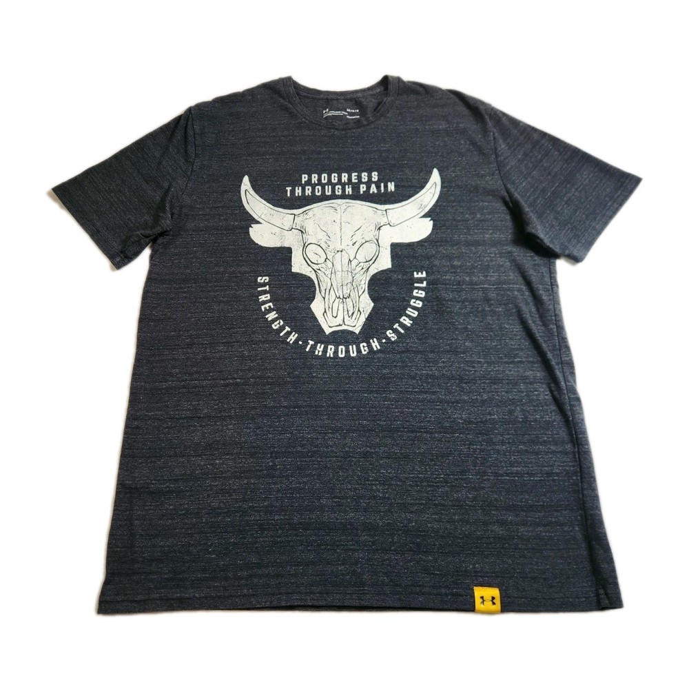 Under Armour Project Rock T-Shirt Men's Size Large Gray Short Sleeve Loose Adult