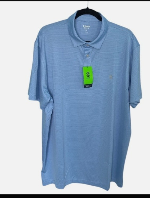 IZOD Men's Swingflex Elite Golf Polo Shirt Blue Size XL Mesh Performance NEW gallery