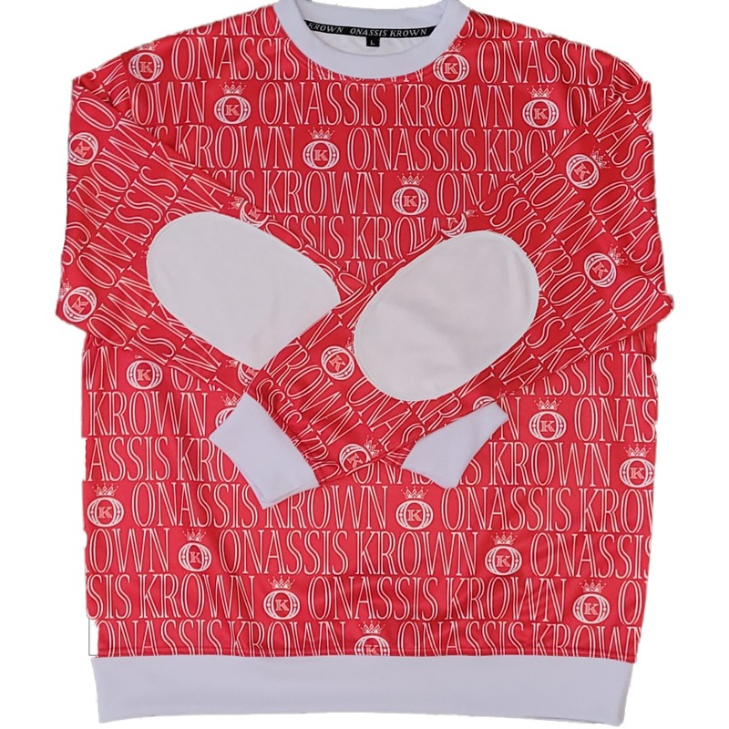 Onassis Krown Signature Monogram Pullover (Red/White) gallery
