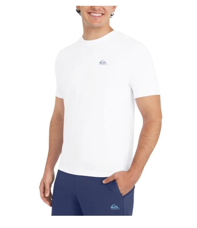 Quiksilver Mens T-Shirt White Active Crewneck Stretch Moisture Wicking Tagless