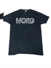 Gildan Ultra Cotton Black T-Shirt with ‘WORD’ Graphic, Size Small