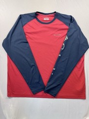 Columbia Omni-Shade Long Sleeve Sun Protection Shirt Red Navy Logo Men’s XXL