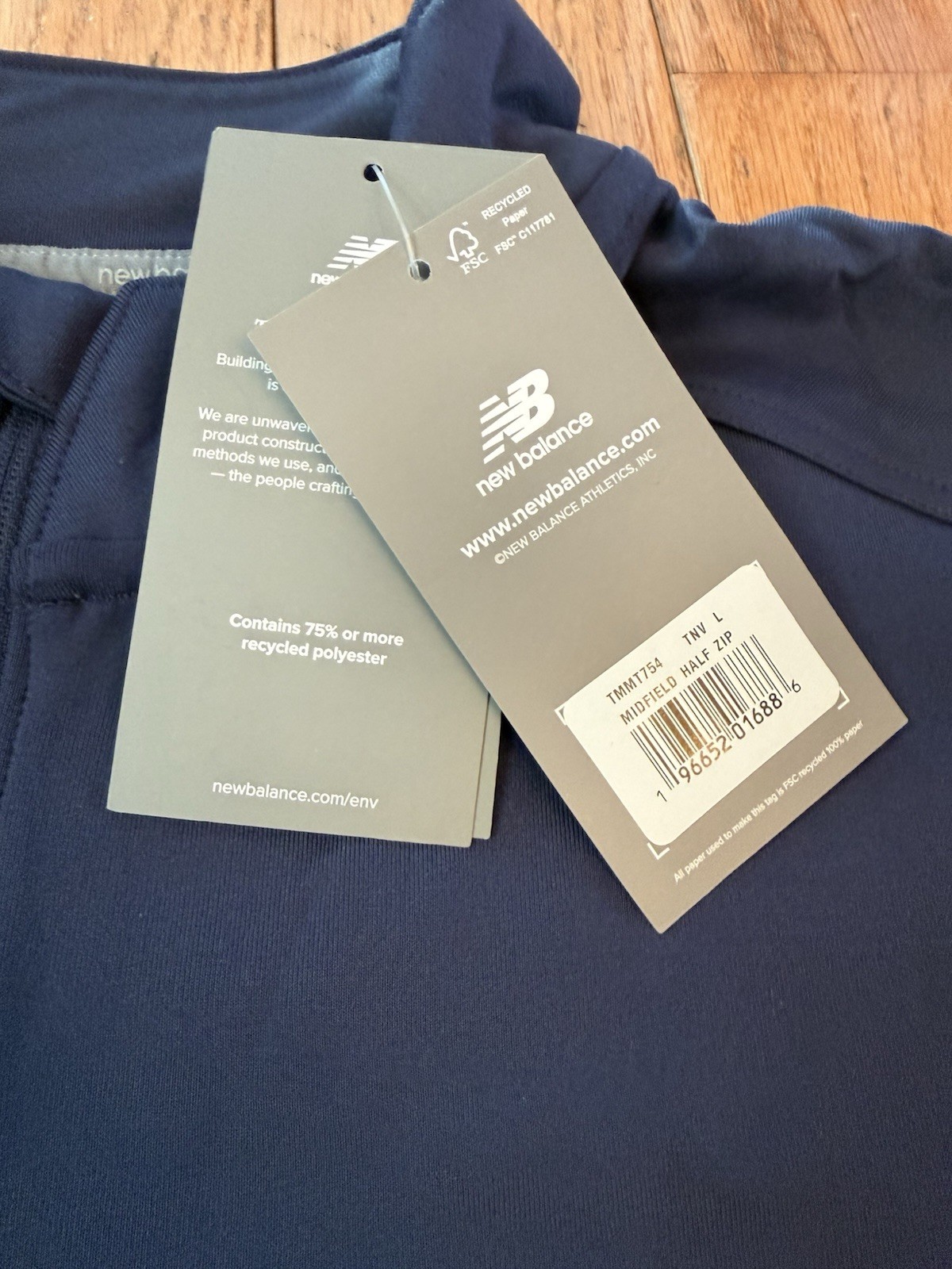 New Balance Blue Solid Half Zip Size Large Midfield gallery