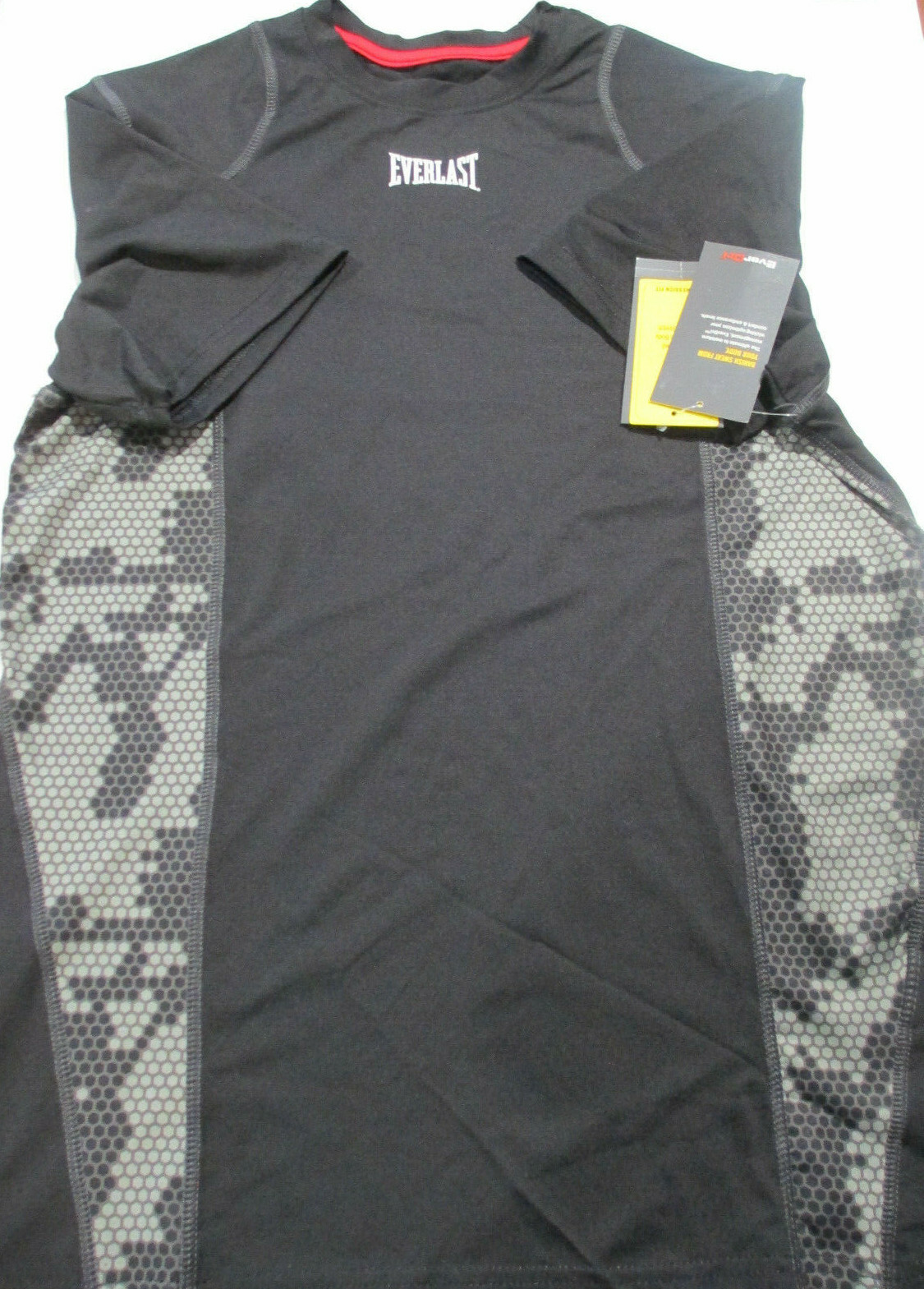 EverDri Compression Fit Short Sleeve Black/Gray Tee - Everlast Size S NWT gallery