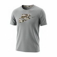 Nike Gray Dri Fit T Shirt With A Camouflage Swoosh Logo Size XL