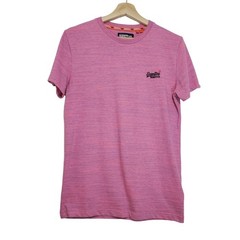 Superdry Size Small Orange Label Marled Pink Athletic Logo Short Sleeve Tee