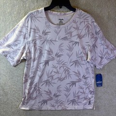 Spalding Performance T-Shirt Mens Large Lilac Ash Bamboo Print Short Slv RLG0002