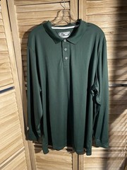 NB New Balance Men’s Shirt Size 2X Long Sleeve Green Stretch Collar & 1/4 Button