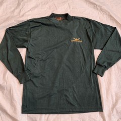 Vintage Emporio Armani Jeans Mock Neck Long Sleeve Shirt Green Gold Medium M