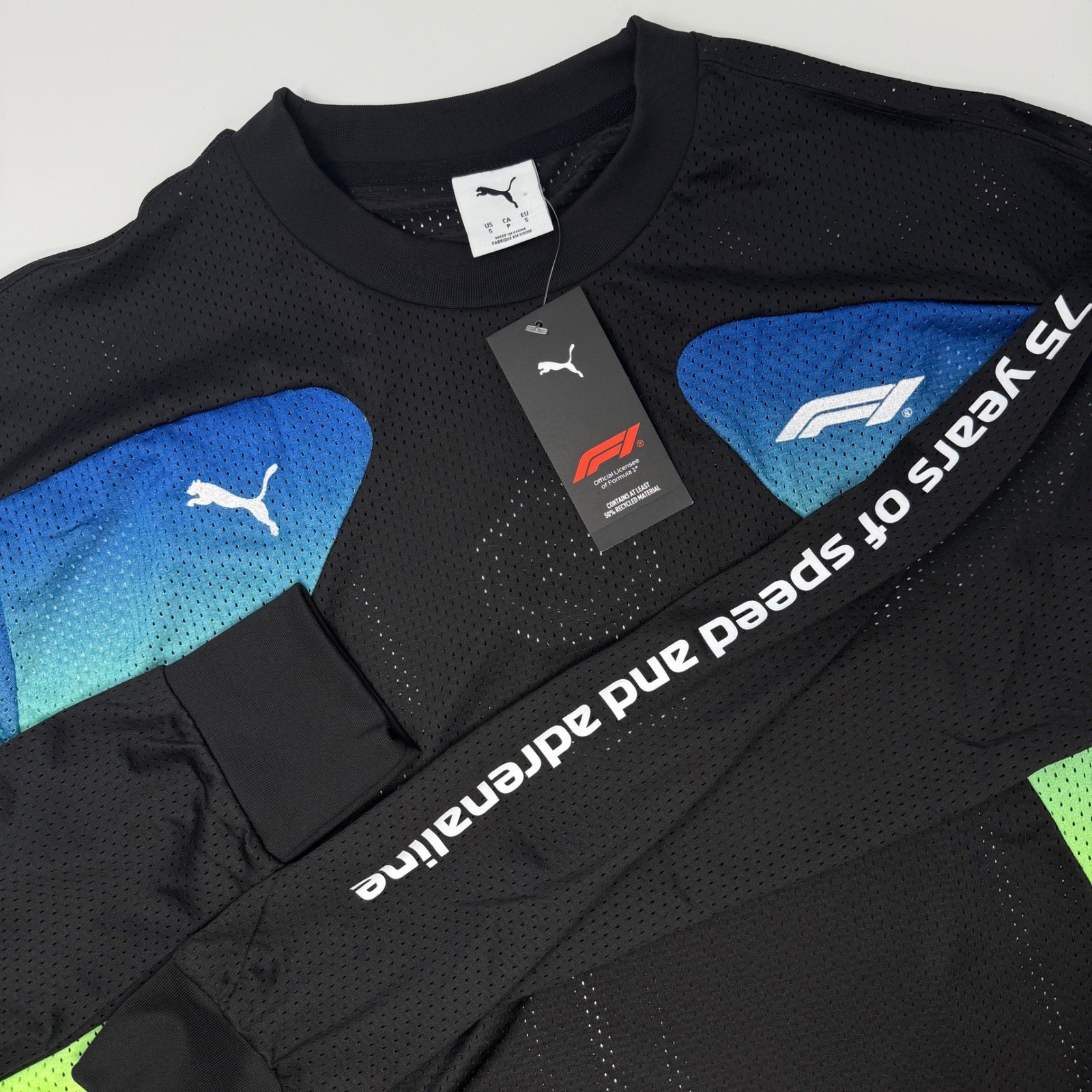 Puma Formula 1 Oversized Long Sleeve Mesh Shirt Black Men Size Small NEW gallery
