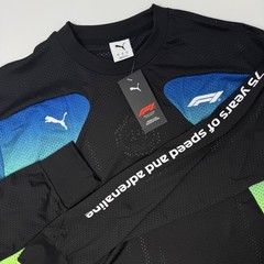 Puma Formula 1 Oversized Long Sleeve Mesh Shirt Black Men Size Small NEW
