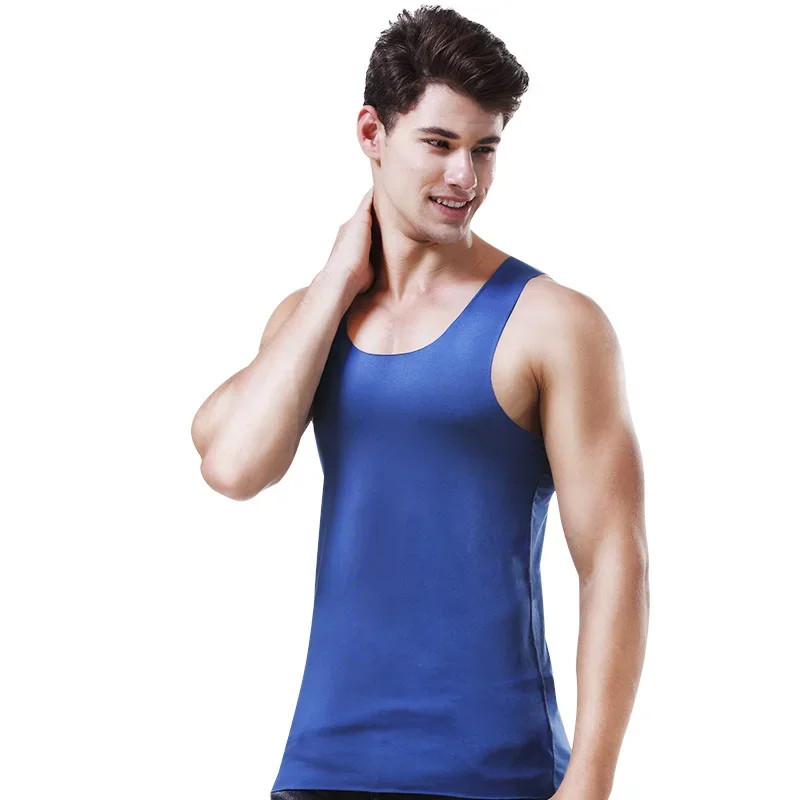 Men's vest, ice-silk seamless fitness tight breathable underwear, youth sports h gallery