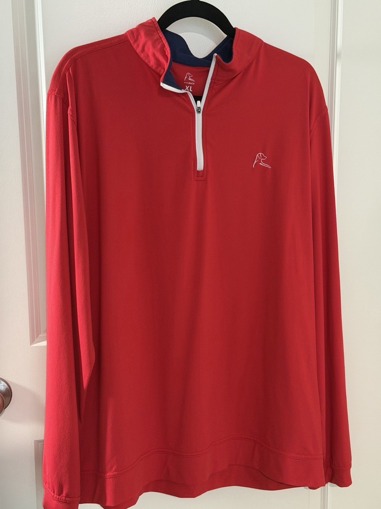 Rhoback Quarter Zip Pullover Red Performance Golf Sport America Flag. mens XL