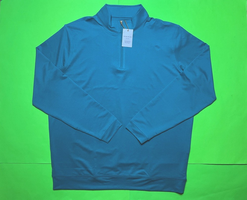 Peter Millar Mens X-LARGE Crown Sport 1/4 Zip Perth Performance Pullover Green