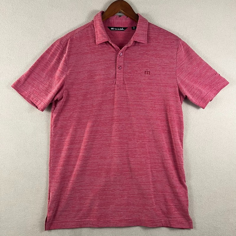 Travis Matthews Polo Mens Sz MED Red Monte Mayor (Spain) Golf Shirt Lightweight gallery