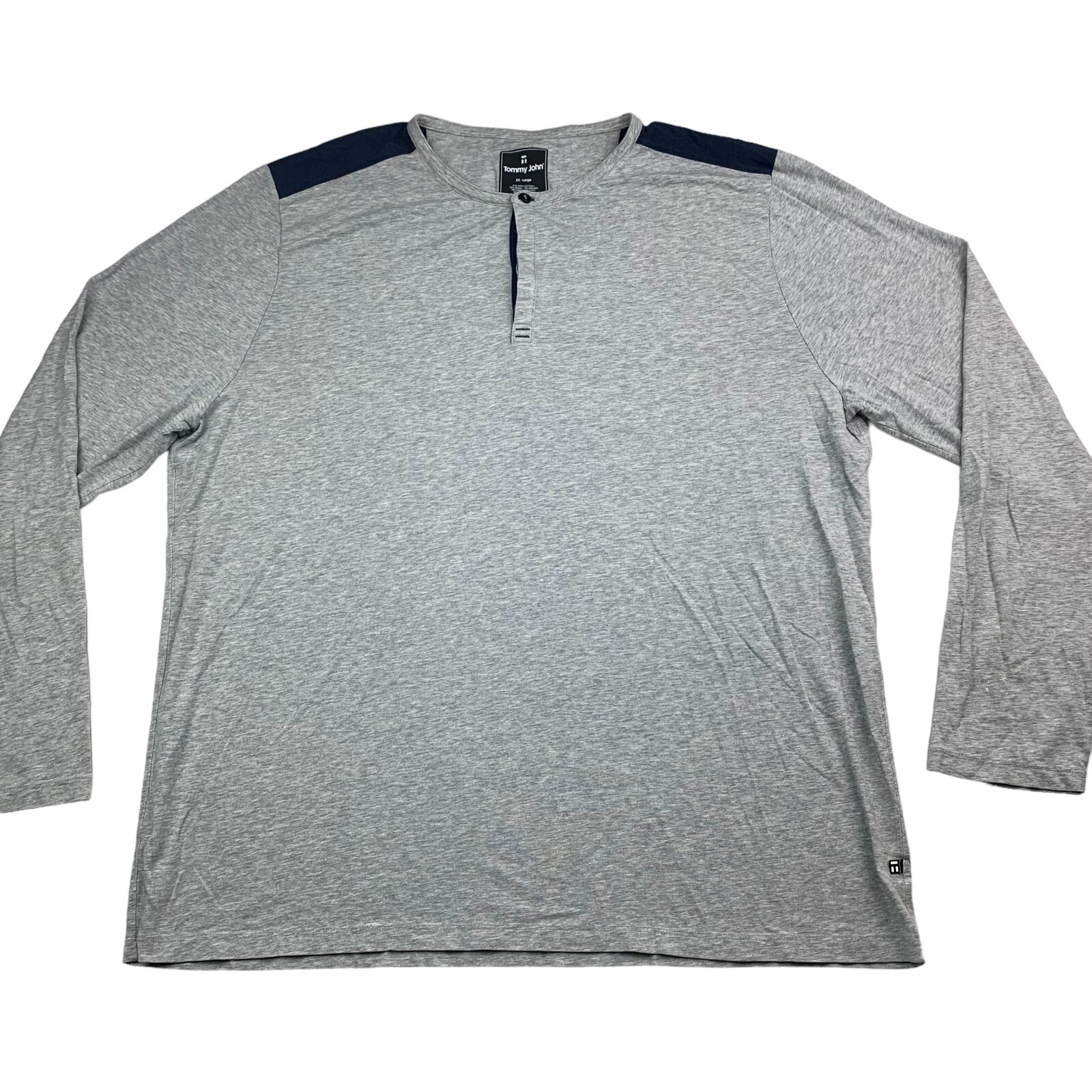 Tommy John Men's Cotton/Modal Stretch L/S Henley T-Shirt Gray/Black • 2XL gallery